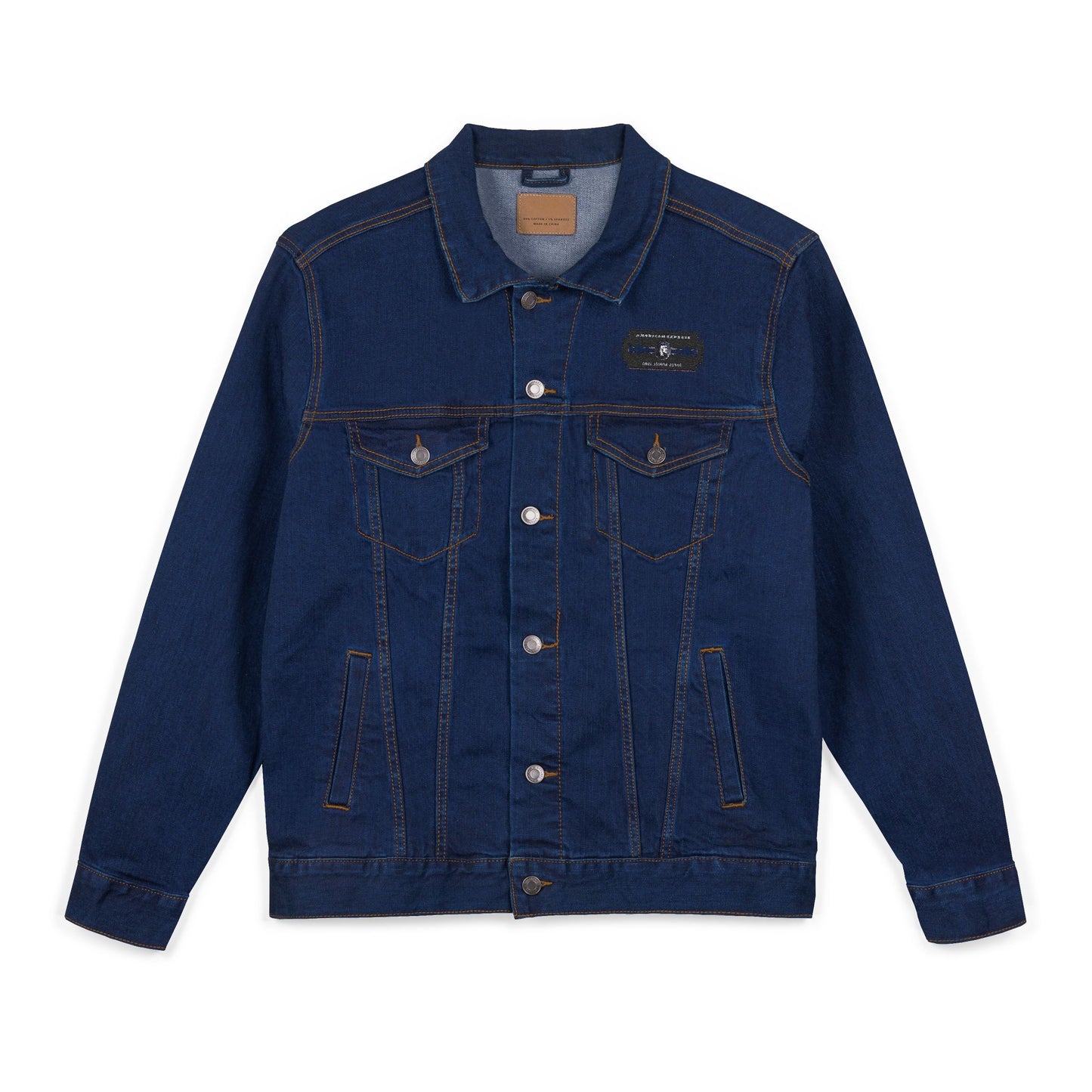 İşlemeli American Express Unisex Kot Ceket,
