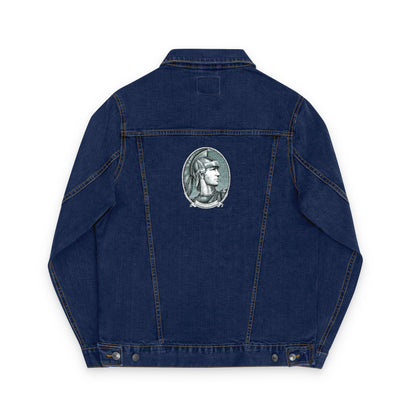 İşlemeli American Express Unisex Kot Ceket,