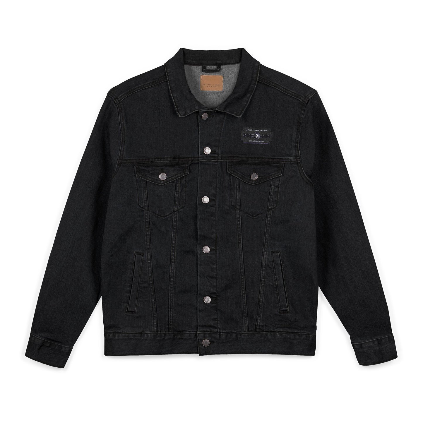 İşlemeli American Express Unisex Kot Ceket,