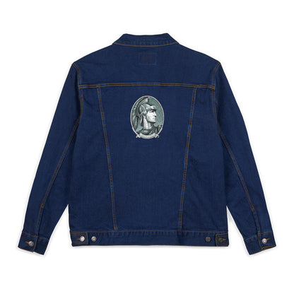 İşlemeli American Express Unisex Kot Ceket,